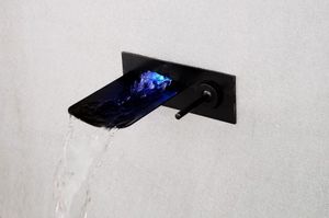 Robinets de lavabo de salle de bain ORB BLACK LED Robinet de bain cascade mural à poignée unique