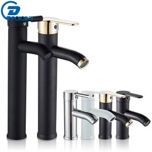 Bathroom Sink Faucets POIQIHY Bathroom Basin Faucets Cold Mixer Basin Sink Tap Black Golden Water Kitchen Faucet Bathroom Vessel Sink Tap One Hole 230518