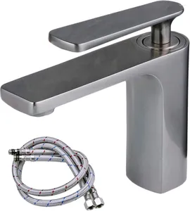 Robinets d'évier de salle de bain Basin à manche unique Taps de laverie Vanité Robinet brossé finition noire