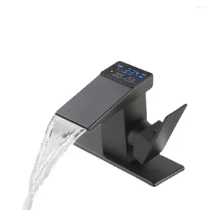 Robinets d'évier de salle de bain Smart Black Basin Robinet Intelligent Digital and Cold Water Mixer Taps with Affichage