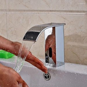 Robinets de lavabo de salle de bain uythner ly cascade de bassin automatique du capteur de bassin de bassin chromé
