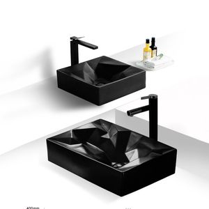 Salle de bains de 560 * 355 * 120mm Matte Vase en céramique noire Lavatory Sink main de lavage bassin bol design moderne