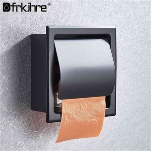 Bathroom Toilet Paper Holder Matte Black Chrome Stainless Steel 304 Roll Box Porta Papel Higienico Tissue 210720