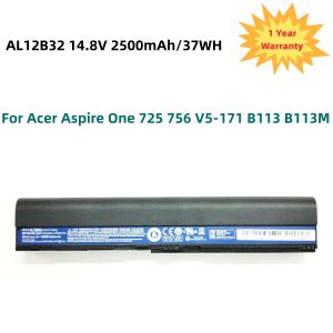 Batteries AL12B32 Batterie d'ordinateur portable pour Acer Aspire One 725 756 V5171 B113 B113M AL12X32 AL12A31 AL12B31 AL12B32 14.8V 37WH / 2500MAH