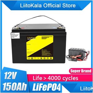 Batteries Liitokala Lifepo4 12.8V 12V 150Ah batterie au Lithium 100A Bms pour 1200W bateaux stockage d'énergie solaire voiturettes de Golf RV onduleur Dhrd0