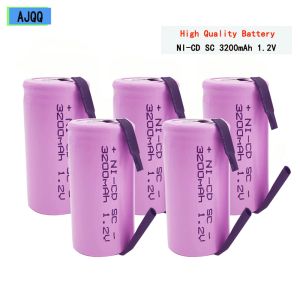 Batteries Nouvelles SC 1.2V 3200mAh Batterie rechargeable SC SUB CELLE NICD avec Tabs de soudage pour le tournevis à forage électrique