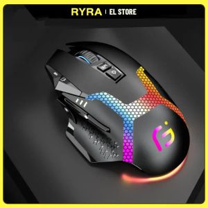 Batteries Ryra RGB Gaming Mouse personnalisé Ro Programmable Souris sans fil SILENT Cliquez sur ESPORT BLUETOOTH RECHARGAGE MOUSE GAMER POUR LAPTOP