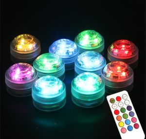 Luz LED sumergible RGB alimentada por batería IP68, luz subacuática impermeable, lámpara de noche para pecera, estanque, fiesta de boda