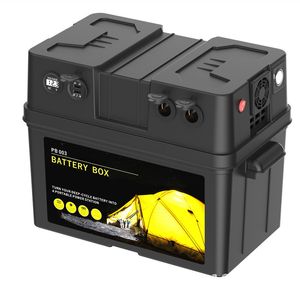 Boîtes de stockage de batterie Boîte de batterie 12V LiFePo4 boîtier de batterie portable extérieur stockage d'énergie alimentation de secours sortie USB boîte de batterie multifonction 230706