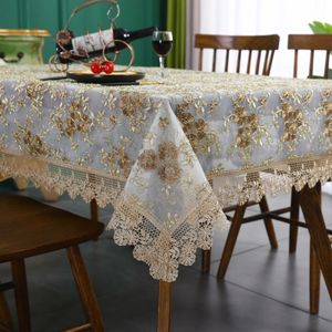 Battilo Table rectangulaire couverture nappe ronde luxe brodé dentelle tables basses tissu pour table à manger décoration de mariage 240123