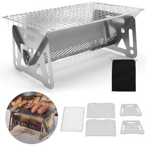 BBQ Grills Portable Folding Barbecue Grill Heating Stoves Multifunction Camping Rack Net Firewood Stove Stainless steel dsfrwb 230706