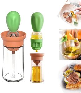 BBQ Grills Portable Oil Sauce Seasoning Bottle Dispenser with Silicone Brush for Cooking Baking Kitchen Food Grade Can 230706