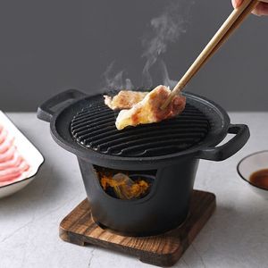 BBQ Tools Accessories BBQ Grill Japanese Alcohol Stove Home Smokeless Barbecue Grill Non-stick Roasting Meat Tools for Outdoor Camping BBQ 230504