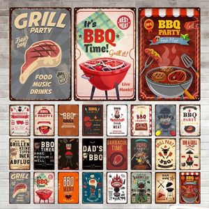 Barbacoa Vintage Cartel de chapa Comida Letrero de metal Placa decorativa Decoración de pared Cocina Hombre Cueva Terraza Casa de playa Club Placa Decoración de pared Letreros personalizados exterior metal Tamaño 30X20 w01