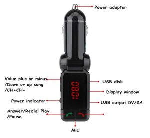 BC06 Car Charger Bluetooth FM Témateur Double Port USB en voiture Bluetooth Receiver MP3 Player avec Bluetooth Handse appelant le 2026178700