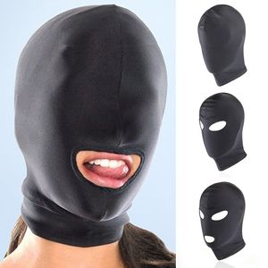 Masque fétiche BDSM à capuche, jouets Sexy, bouche ouverte, yeux, fête, Cosplay, esclave, punir, couvre-chef, jeu pour adultes, pour Couples et hommes