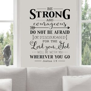 Be Strong and Courageous Wall Decal Quote Bible Verse Christian Wall Decor Stickers Joshua 1:9 Calcomanía para habitaciones de niños