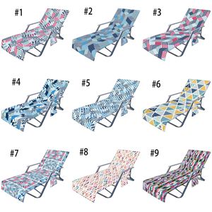 Housse de chaise de plage avec poche latérale couverture de serviette de chaise longue colorée sangle portable serviettes de plage double couche couverture épaisse