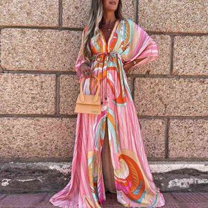 Encubrimientos de playa para mujeres Vestidos de baño largos Capas Encubrimientos Ropa de playa Kaftan Boho Chic Verano Flor Túnica Vestidos 3XL T220819