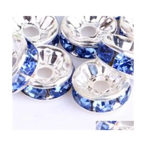 Bead Caps Coalt Blue 200Pcs / Lot Sier Plaqué Strass Cristal Perles Rondes Entretoises 6Mm 8Mm 10Mm Tchèque 3 W2 Drop Delivery Bijoux Fin Dhc4E