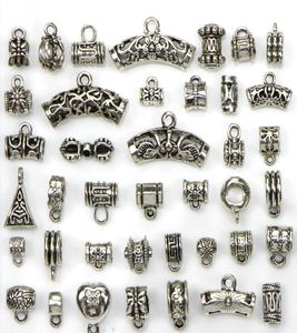 Mélange de perles 40 styles en alliage plaqué argent antique, breloques à gros trous, TUBE, perles d'espacement, idéal pour bracelet, colliers, pendentifs, breloques Bead1872328