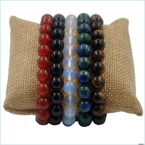 Perle 8 mm Nature Stone Beads Bracelet Fenghuanglite Tiger Eye Opal Obsidian Sardonyx Brangle pour femmes Bijoux Drop Livraison Brac DH28V