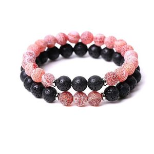 Perlé 8Mm Rouge Weathered Agate Stone Strand Bracelet Lava Perles Rondes Bracelets Énergie De Guérison Yoga Pour Hommes Femmes Bijoux Drop Delive Dhtgx