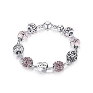 Fourniture de bijoux en perles Bracelet transfrontalier en gros de perles de bricolage diamant rose incrusté de coeur de fille fabricants livraison directe Dhkii