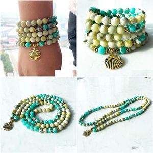 Perlé Mg1388 Vert Jaspe Jaune Turquoise 108 Bracelet Mala Femmes Yoga Collier Spirituel Nce Energy Bijoux Drop Livraison Dhgarden Dhcal