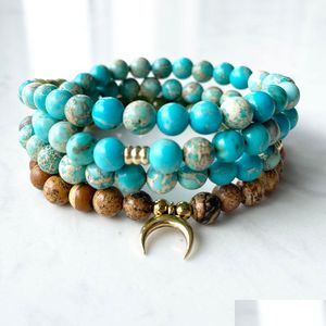 Perlé Mg1408 6 mm Image Jasper 108 Mala Bracelet Nouveau Design Femmes Regalite Gemstone Energy Drop Livraison Bijoux Bracelet Dhgarden Dhrvy