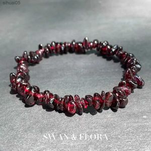 Bracelet en grenat naturel perlé pour femme, bijoux en cristal, pierres rouges, vente en gros, énergie de guérison, cadeau porte-bonheur, YQ240226