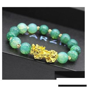 Perles de pierre naturelle Agate Perles Brins Bracelet Chinois Pixiu Lucky Brave Troops Charms Feng Shui Bijoux pour femmes Drop Livraison Dhftm