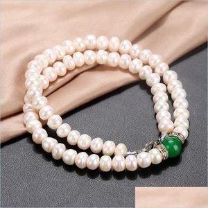 Collares de cuentas Beautif Collar de perlas de agua dulce para mujeres 78 mm blanco con ágata Regalos de joyería de moda al por mayor 6 piezas / lote Drop De Dhcxz