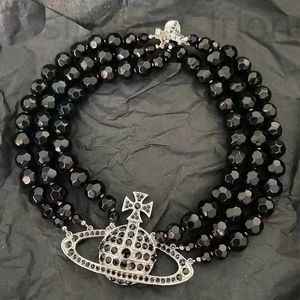 Colliers de perles Designer Version Empress Dowager à trois couches GRAND Collier Black Pearl Agate avec design perlé, chaîne de clavicule, richesse et bijoux en or DT0D
