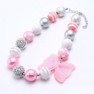 Colliers De Perles Nouveaux Bébés Filles Collier De Perles Chunky Avec Arc Rose Mignon Enfant Enfants Bubblegum Bijoux Faits À La Main Pour Cadeau Drop Delivery Dhfaf