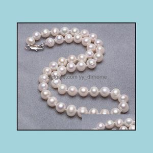 Colliers de perles Pendentifs Bijoux 7-8Mm Blanc Mer du Sud Collier de perles naturelles 18 pouces S925 Sier Drop Delivery 2021 0Ybxh