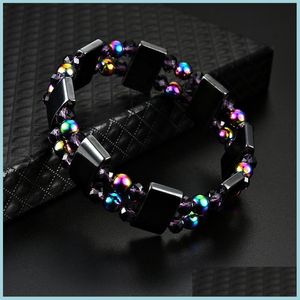 Pulsera de hematita magnética con cuentas de arco iris Mtilayer Pulsera Brazaletes Joyas Pulseras de mujer Moda para hombre Entrega de gota Dh2Vz