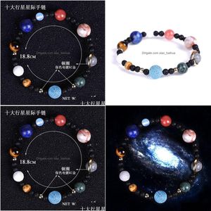 Bracelet planétaire en perles, étoile de l'espace, dix pierres, galaxie interstellaire, bijoux à main, livraison directe, Otsva