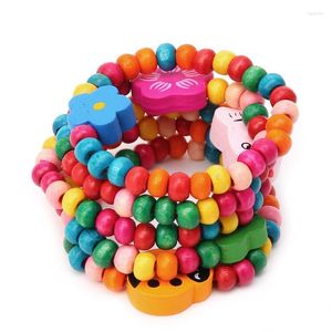 Hebras de cuentas, 5 piezas, pulseras de cuentas elásticas de madera para niños encantadores, regalo de joyería para fiesta de cumpleaños Fawn22