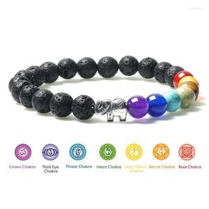 Hebras de cuentas 7 Chakra Pulsera Encanto Elefante Piedra natural Reiki Pulseras de oración Hombres Curación Ansiedad Joyería Yoga Meditación Prohibición Inte22