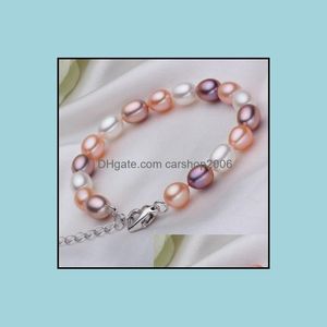 Bracelets perlées, brins de bijoux en gros, rangée simple de coloré de riz en forme de riz bracelet amour boucle allongeur chaîne de 7 à 8 mm Flaw