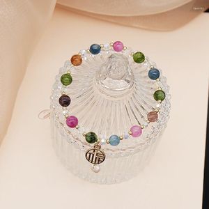 Hilos de cuentas Colgante de carácter chino 6 mm Cristal multicolor Perla de agua dulce natural Pulseras hechas a mano Joyería de moda para mujer YB Fawn22