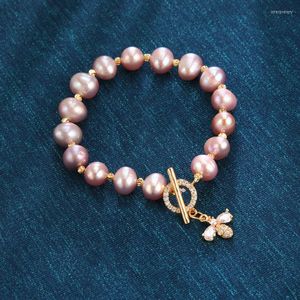 Hilos de cuentas Pearl de agua dulce con paquete de núcleo Gold Preservador de color de cuatro hojas Accesorios de brazalete de abejas Joyas INTE22