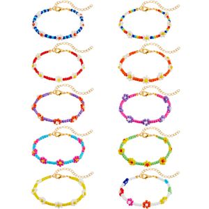 Hebras de cuentas L Colorf Daisy Flower Bead Bracelets Y2K Jewelry Tobillera estética Tobilleras hechas a mano Boho Beach Summer Brai Yzedibleshop Amk92