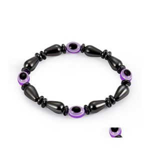 Brins de perles énergie magnétique mauvais œil couple bracelet pour hommes femmes puissance saine pierre biliaire noire chaînes de perles bracelet bijoux Dr Oto7N