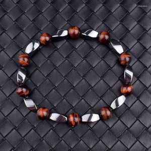 Hilos de cuentas Hematita de ojo de tigre natural Hombres Pulseras Magnética Protección de la salud Balance Beads Mujeres Reiki Healing Jewelry Gift Inte22