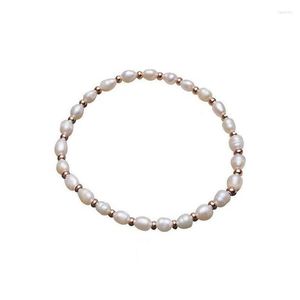 Pulsera de perlas ovaladas con hebras de cuentas, pulseras elásticas en tándem, brazaletes de regalo para mujer, joyería fina de boda Fawn22