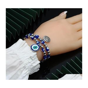 Perlé Strands S2237 Evil Demon Eye Verre Perlé Bracelet Couples Hommes Femmes Yeux Bleus Bracelets C3 Drop Delivery Bijoux Dhlpn