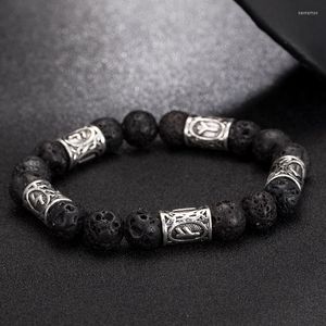 Brins de perles Viking Bracelet amulette pierre de lave perles Vikings Runes bijoux slave Wicca Brazalete Vikingo Kent22