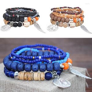 Hebras de cuentas Mujeres Joyería bohemia Multicapa Elástico Conjunto Pulseras Brazaletes Con Cuentas de arroz Charm Wrap Muñequera Fiesta Venta al por mayor Fawn22